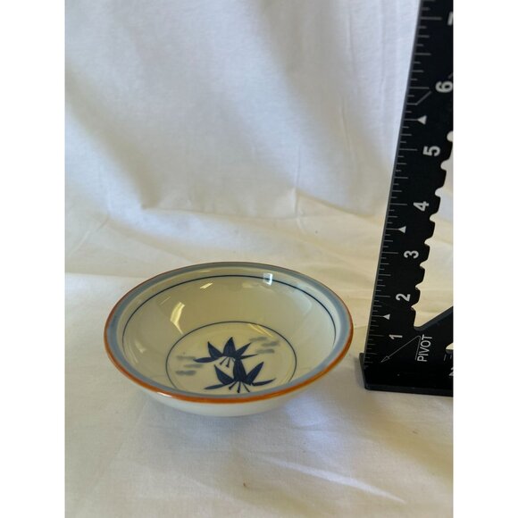 Vintage Hand-Painted Ceramic Bowl With Bamboo Design - Picture 2 of 2